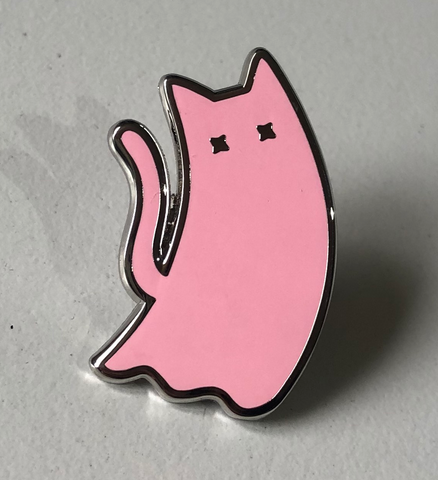 Ghost Cat enamel pin - Pink
